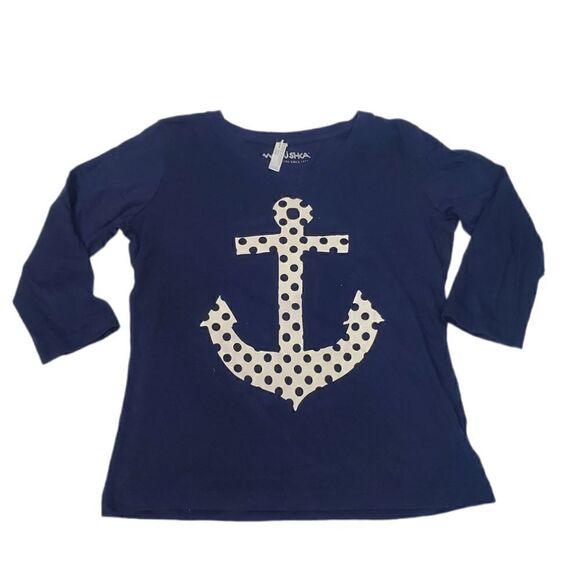 Marushka Polka Dot Anchor 3/4 Sleeve Top - Picture 1 of 6